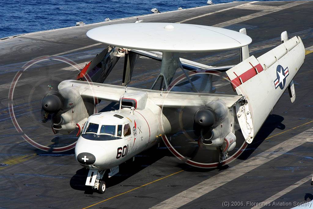 18 CVN71060221 E-2C 164496 AJ-601 DK 01 E-2C 164496/AJ-601 of VAW-124 - USS Theodore Roosevelt, 21 February 2006 (C) Didier Kories